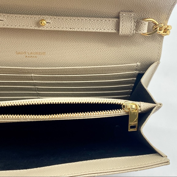 SAINT LAURENT Grain De Poudre Matelasse Chevron Monogram Crossbody Bag Nude - Picture 7 of 10